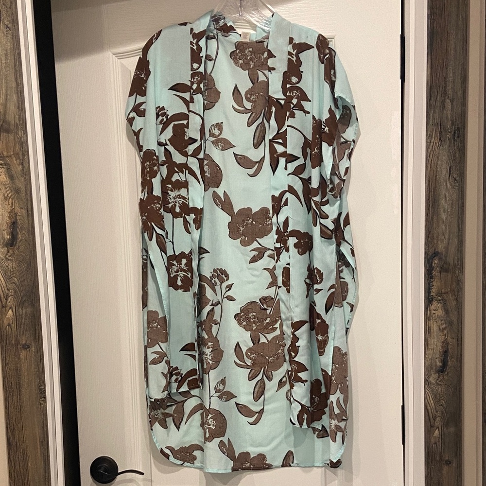 Floral Kimono Cardigan in mint  and Brown